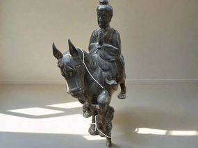 BRONZE BUDDHA ON HORSE STATUE artistic wall mural