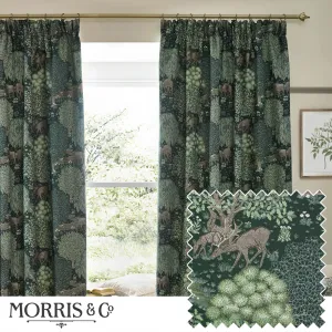 Brook Woodland Jacquard Pencil Pleat Curtains Forest Green modern fashion rug  