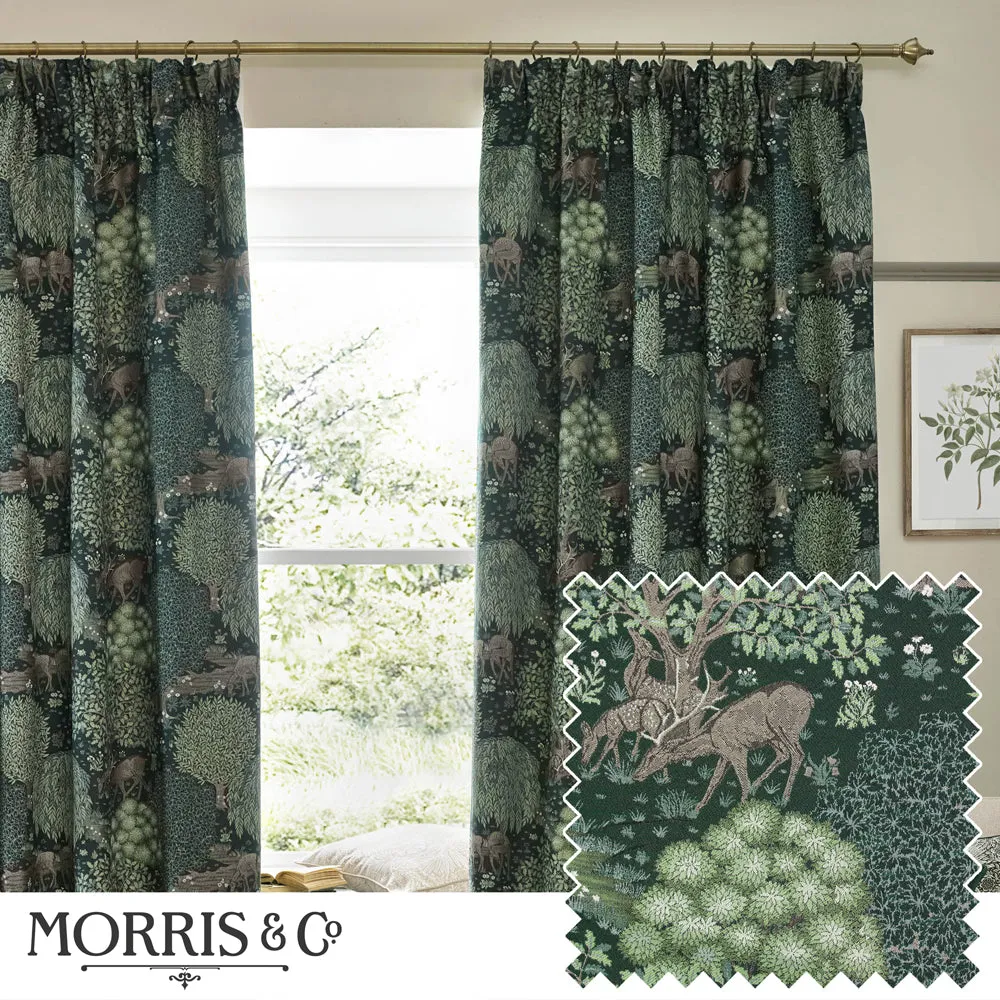 Brook Woodland Jacquard Pencil Pleat Curtains Forest Green modern fashion rug  