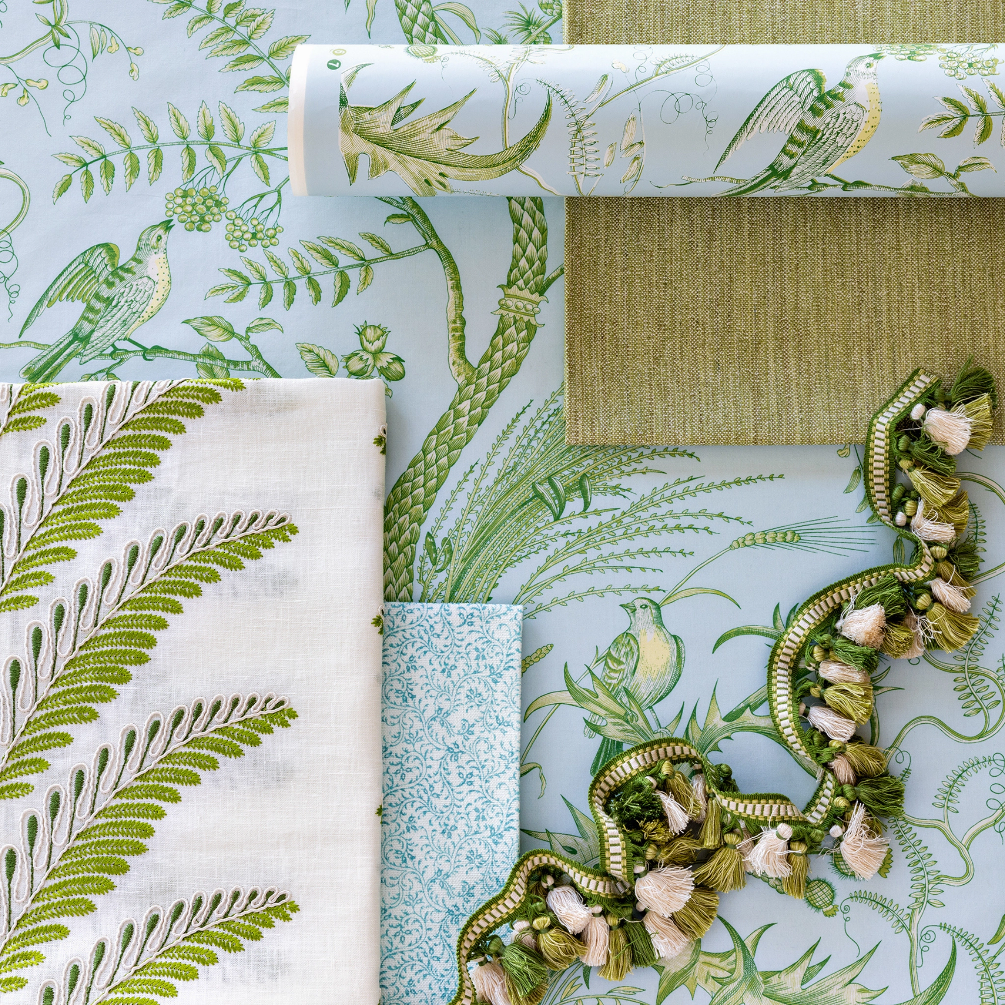 Brunschwig & Fils Sky Bird and Thistle II Print Wallpaper
