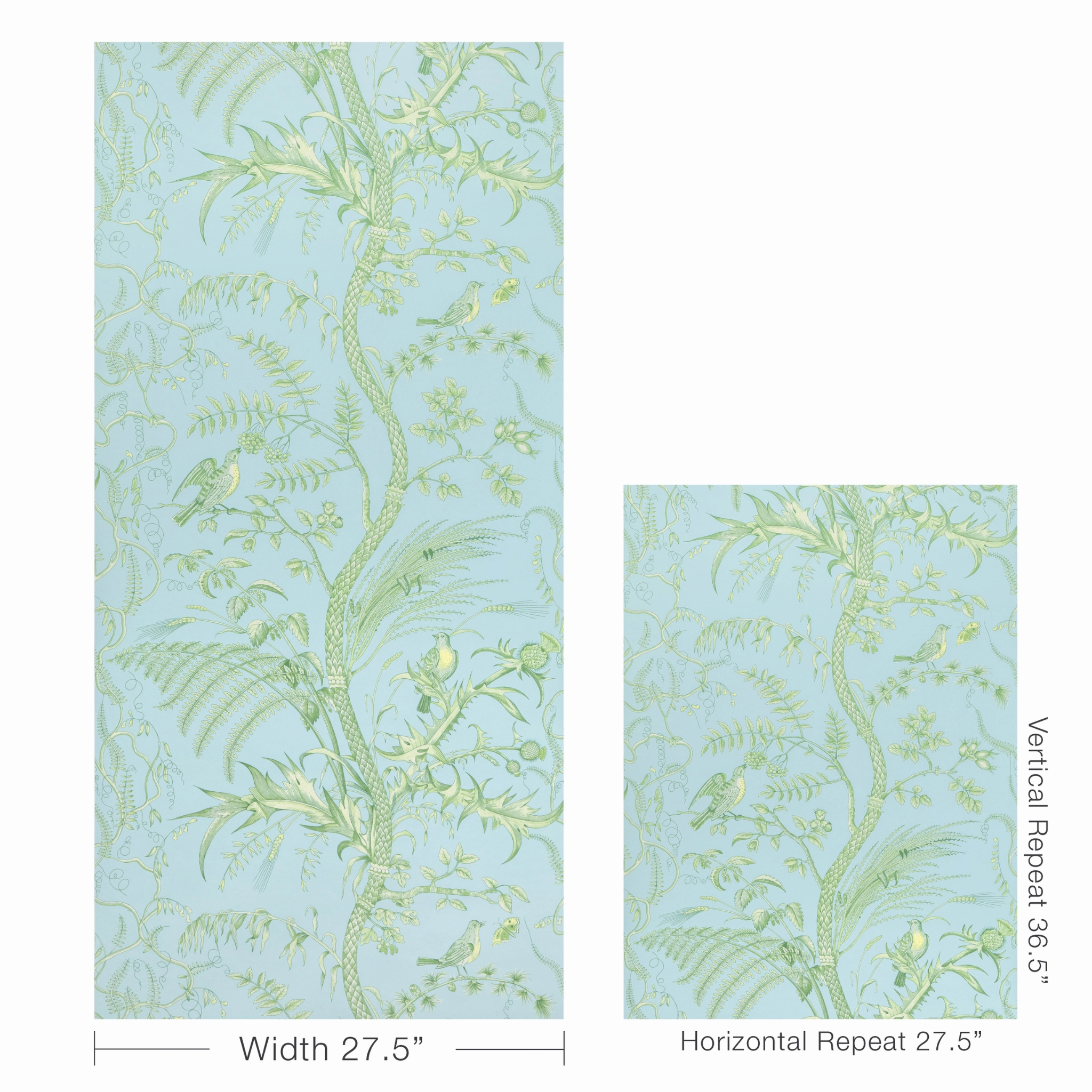 Brunschwig & Fils Sky Bird and Thistle II Print Wallpaper