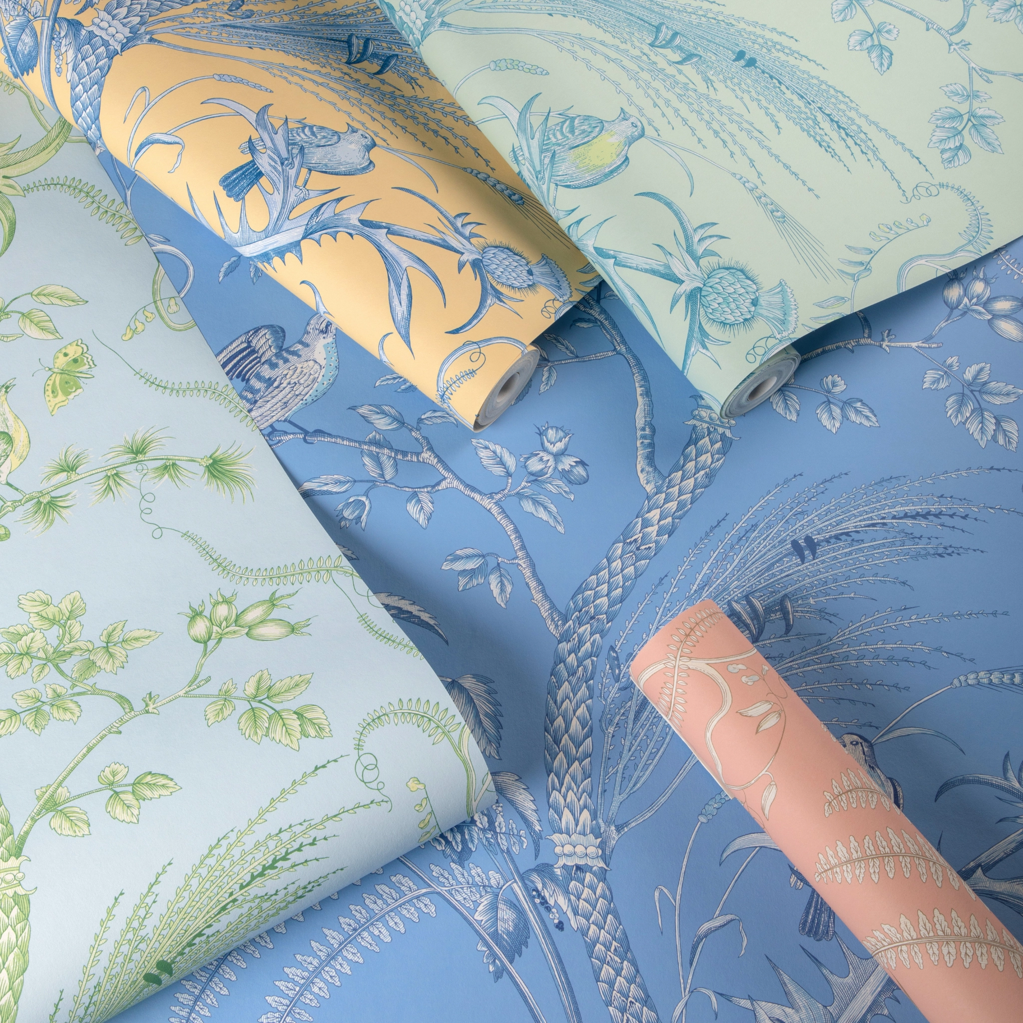 Brunschwig & Fils Sky Bird and Thistle II Print Wallpaper