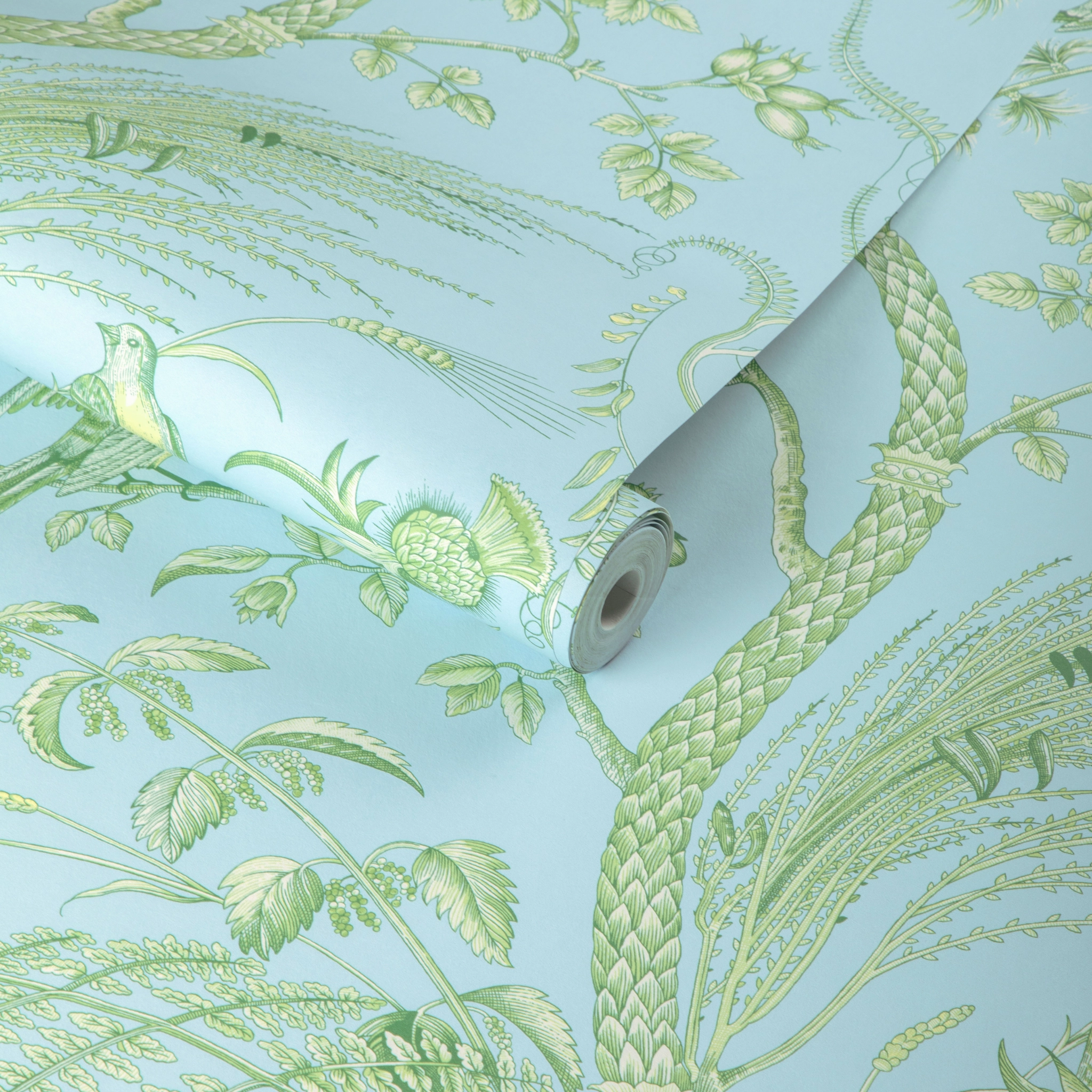 Brunschwig & Fils Sky Bird and Thistle II Print Wallpaper