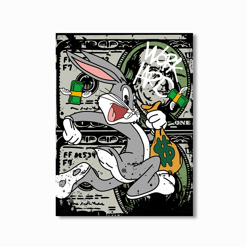 Bunny by daveschloffiart framed mural artwork