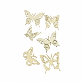 Butterflies Laser Cut Wooden Stickers,  2-Inch, 6-Piece wooden room decoration