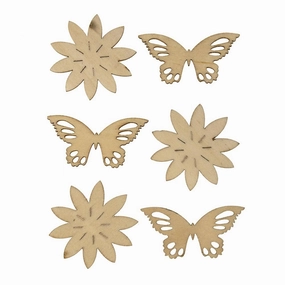 Butterfly Laser Cut Wooden Stickers, Natural,  2-1/4-Inch, 6-Count wooden room decoration