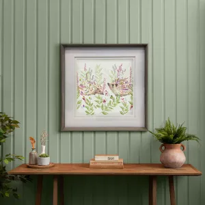 Buttons & Ginger Framed Print Nut/Ginger Linen modern fashion rug  