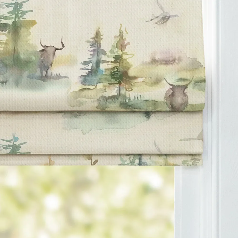 Caledonian Forest Printed Cotton Made to Measure Roman Blinds Topaz