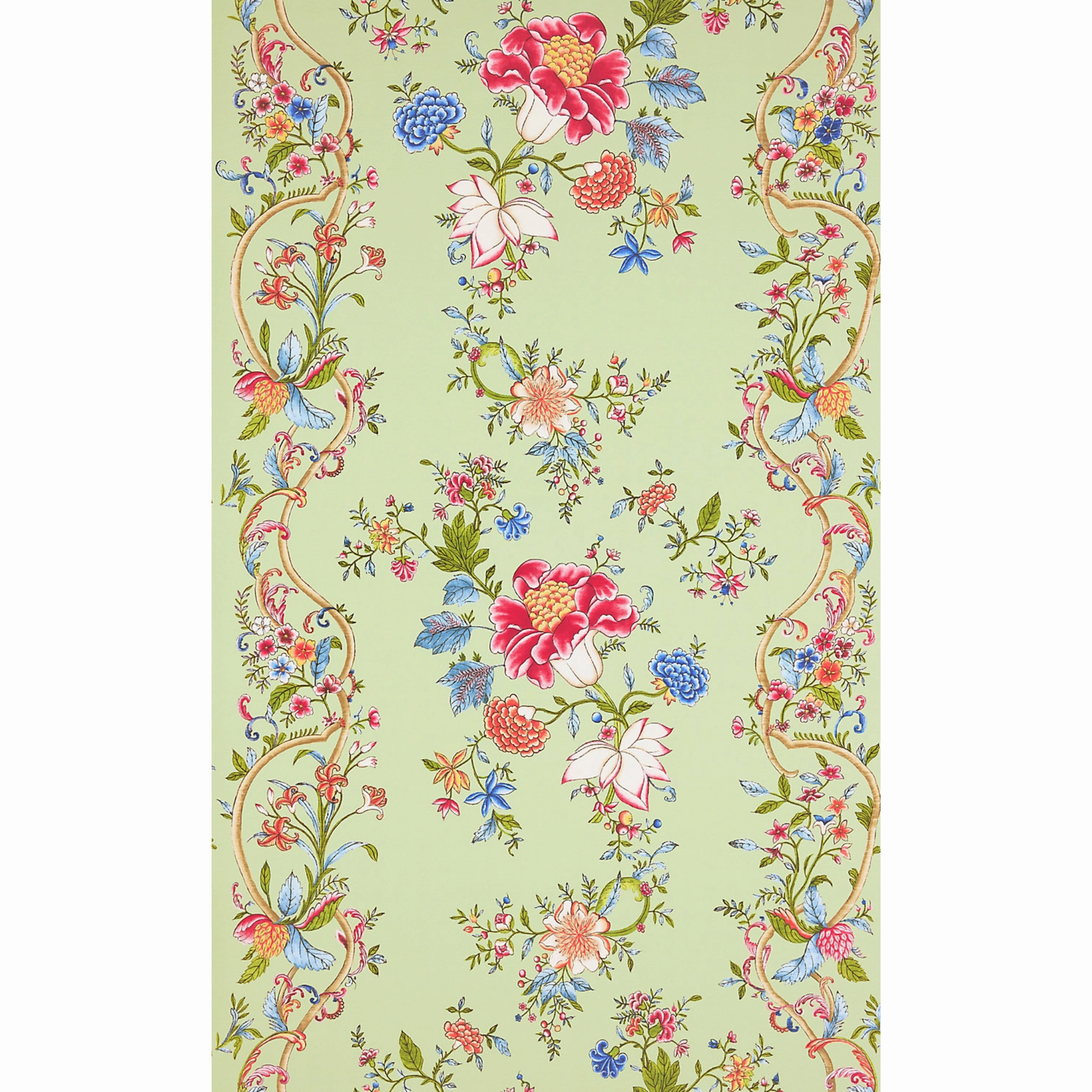 Camellia Trellis Wallcovering in Seafoam Posey