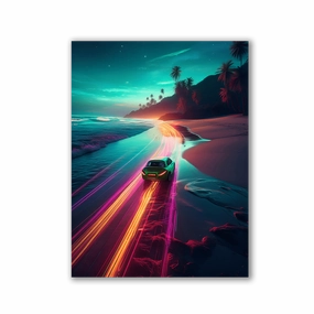 Car Series - Neon Beach by Aldanis framed mural artwork