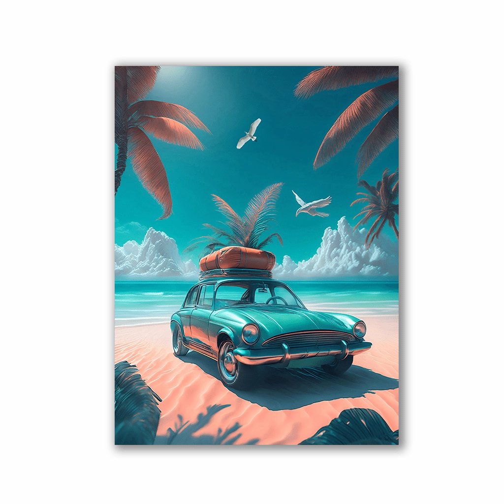 Car Series - Tropical Beach by Aldanis framed mural artwork