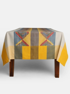 Carlotta Warp Ikat Cotton Table Cover ceramic table ornament