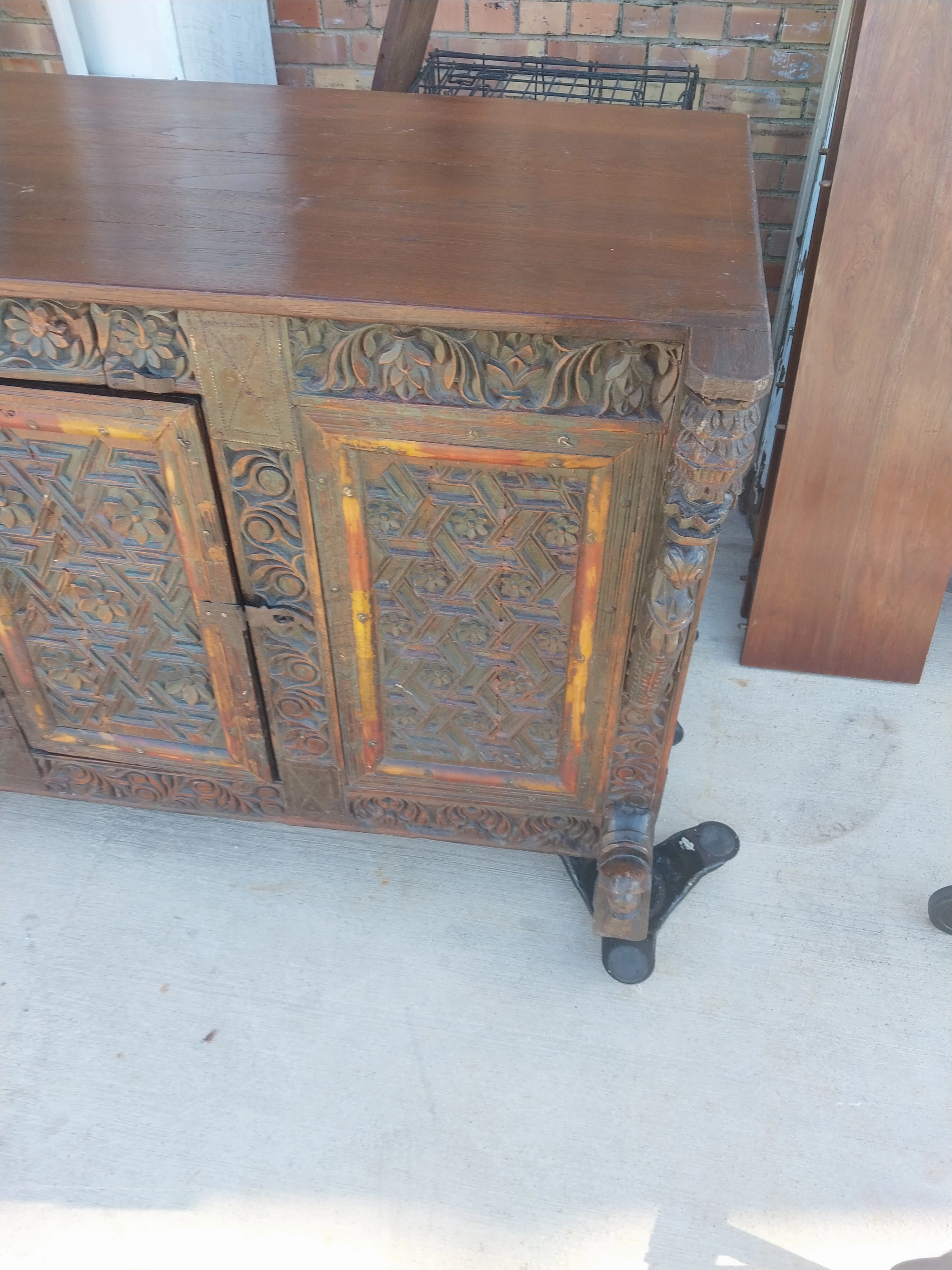 CARVED TEAK SERVER