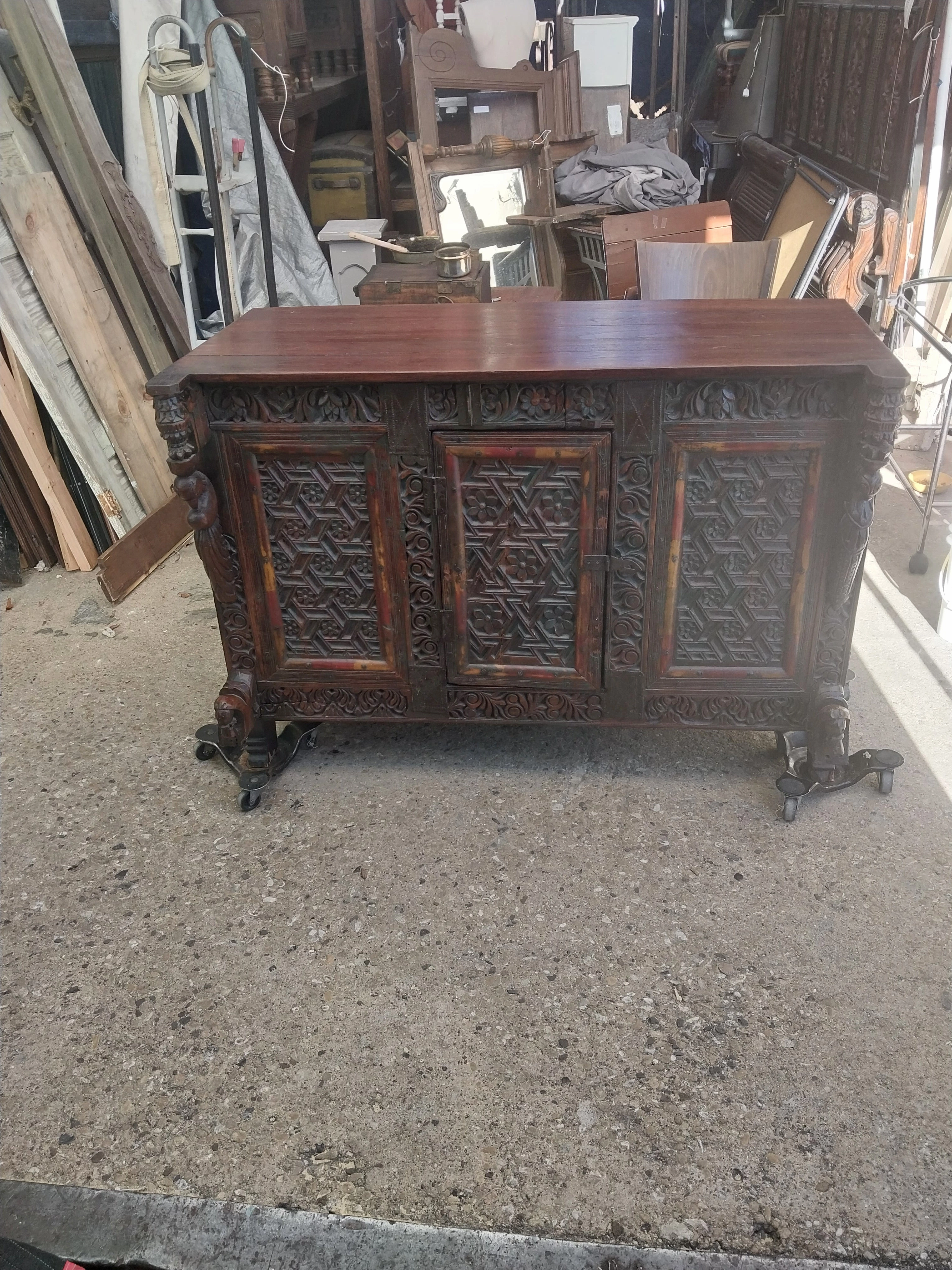 CARVED TEAK SERVER