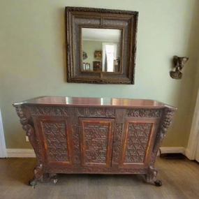 CARVED TEAK SERVER artistic wall mural