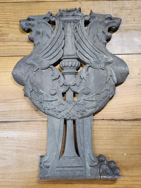 CARVED WOOD  ARCHITECTURAL ORNAMENT WITH GRIFFINS artistic wall mural