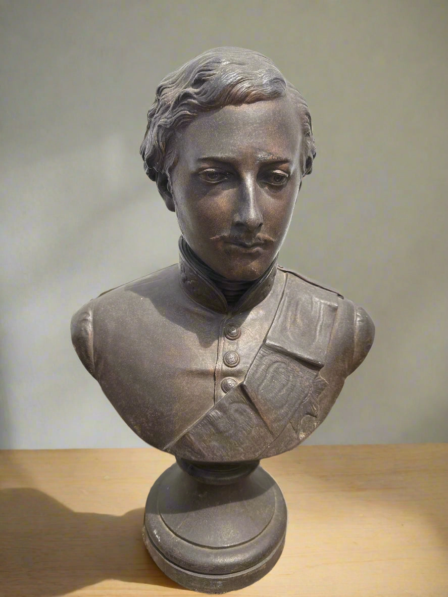 CAST IRON BUST OF YOUNG MILITARY MAN artistic wall mural