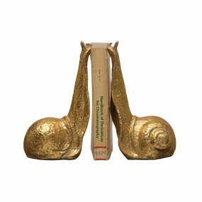 Cast Iron Snail Bookends Distressed Gold Finish Set of 2 minimalist art object  