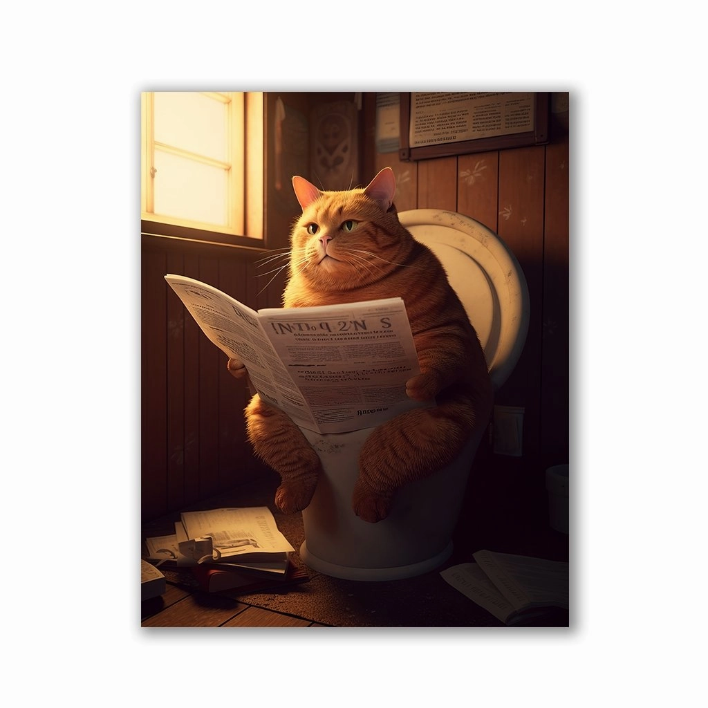 Cat toilet by Zenzdesign framed mural artwork