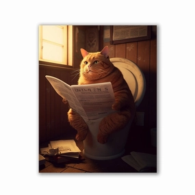 Cat toilet by Zenzdesign framed mural artwork