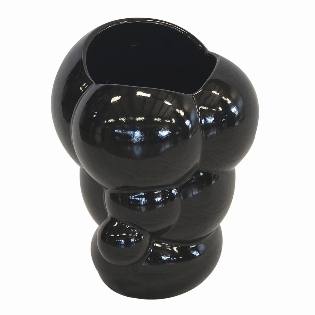 Ceramic bubble egg vase black large (35cm x 33cm)