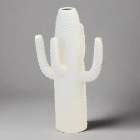 Ceramic cactus vase white large decorative home ornament
