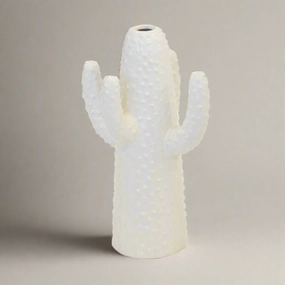 Ceramic cactus vase white small decorative home ornament