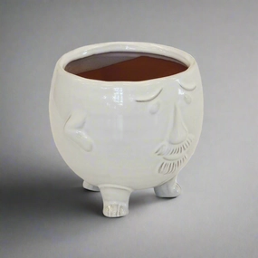 Ceramic face pot white large (15cm x 14cm) decorative home ornament