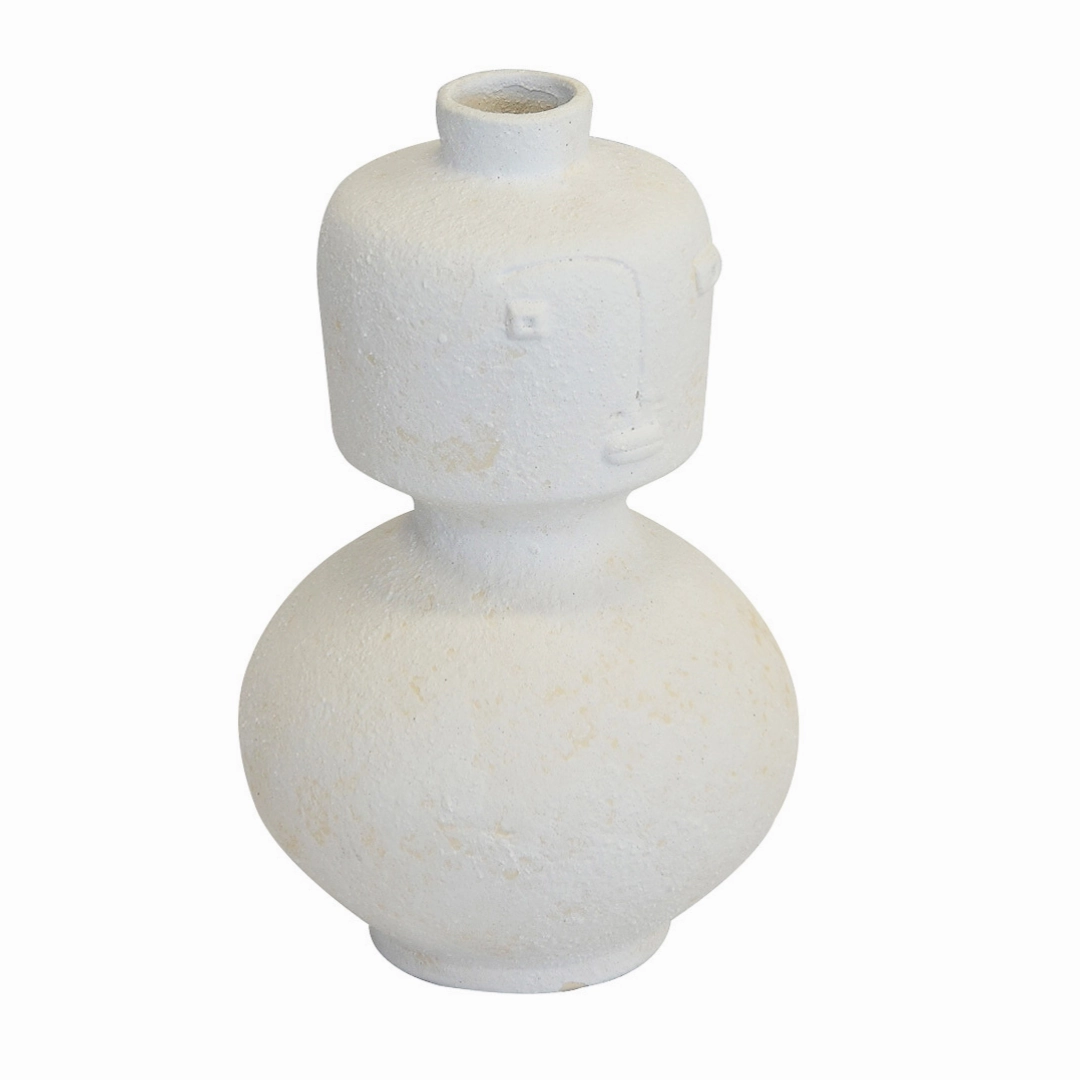 Ceramic face vase white