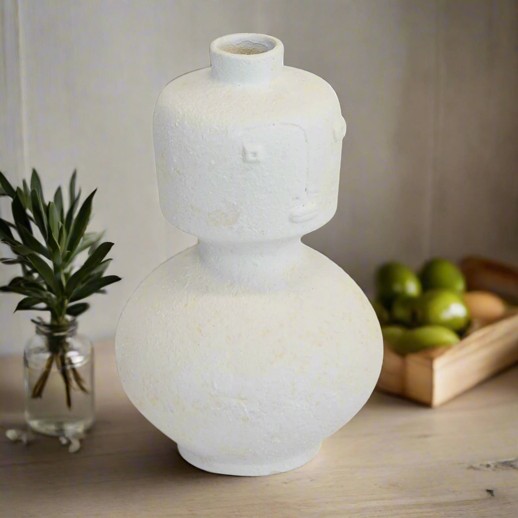 Ceramic face vase white
