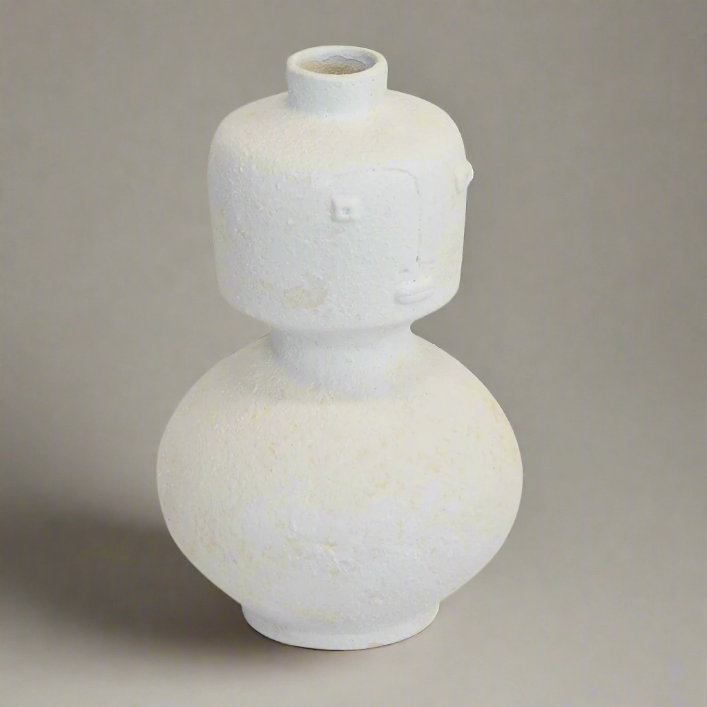 Ceramic face vase white decorative home ornament