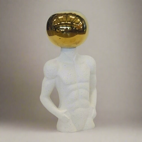CERAMIC FIGURINE ROUND HEAD (H 35CM ) decorative home ornament