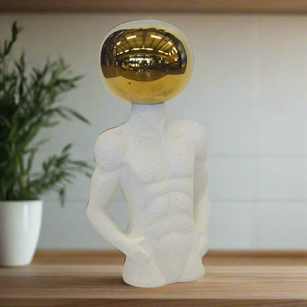 CERAMIC FIGURINE ROUND HEAD (H 35CM )