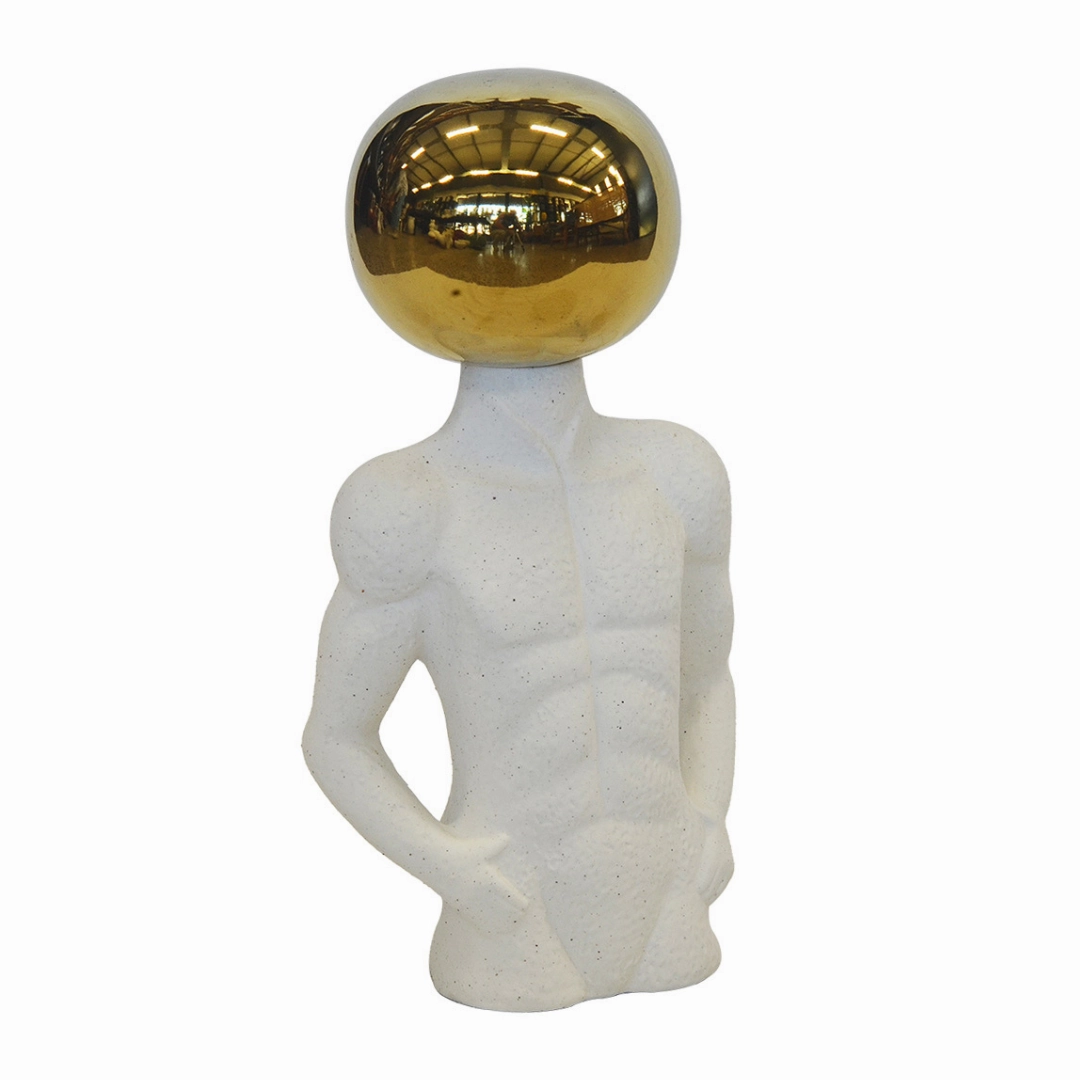 CERAMIC FIGURINE ROUND HEAD (H 35CM )