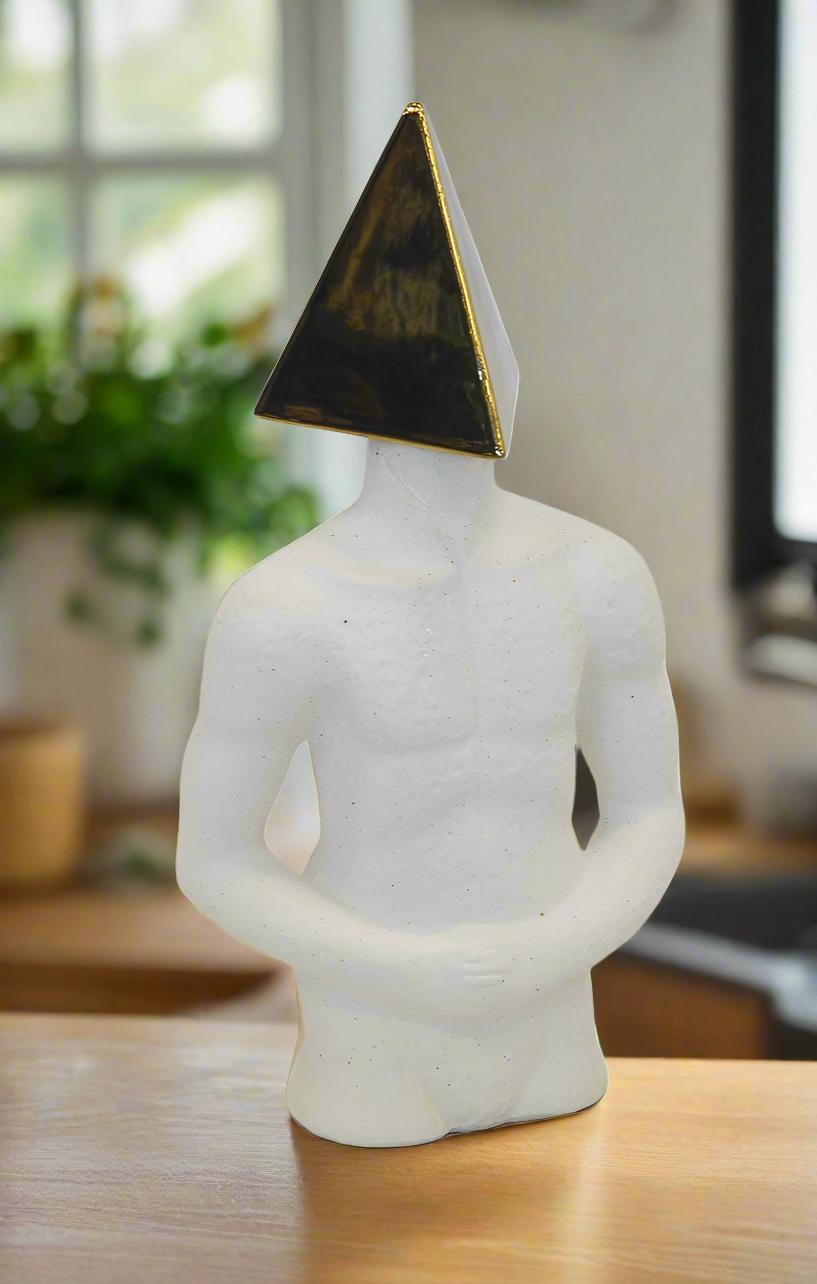 CERAMIC FIGURINE TRIANGLE HEAD (35CM H)