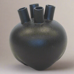 CERAMIC FUNNEL VASE BLACK (26CM (H) X 24CM) decorative home ornament