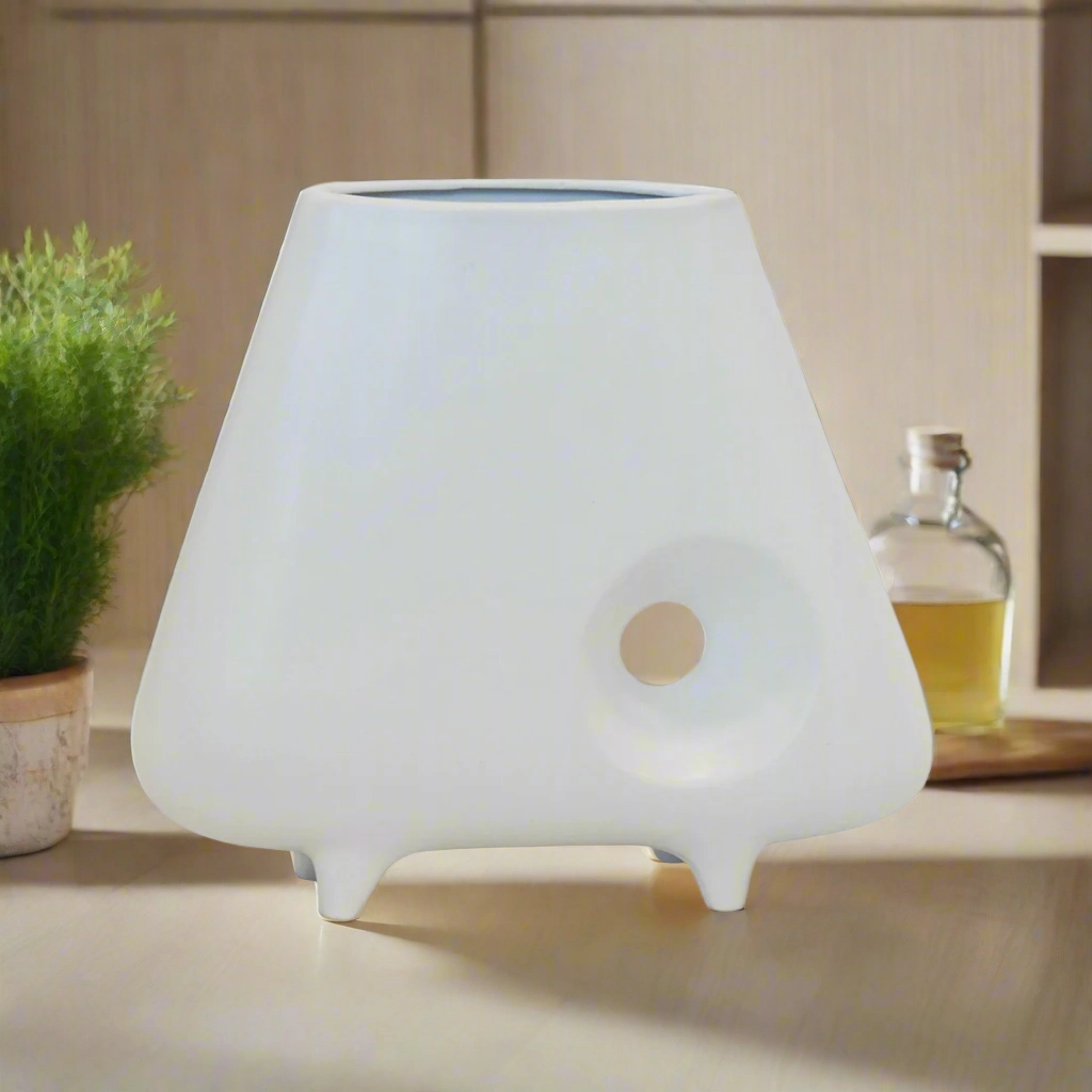 CERAMIC HOLE VASE WHITE (28CM (H) X 32CM)