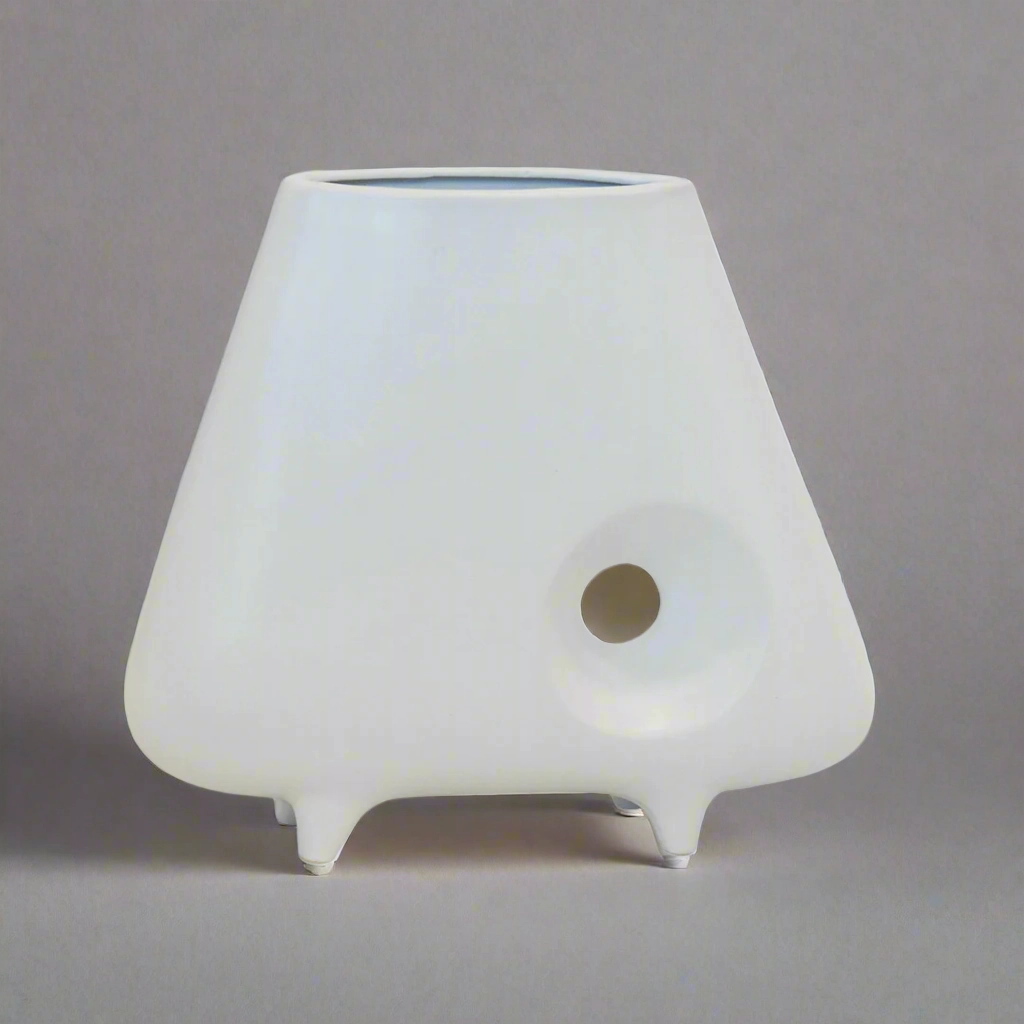 CERAMIC HOLE VASE WHITE (28CM (H) X 32CM) decorative home ornament
