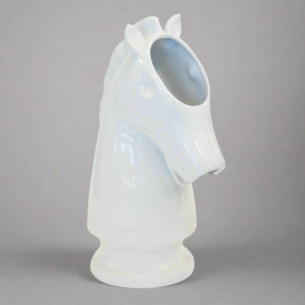 Ceramic horse bust white decorative home ornament