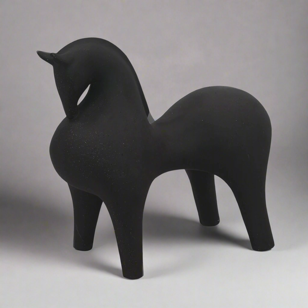 CERAMIC HORSE STATUE GREY (36CM X 40CM X 20CM) decorative home ornament