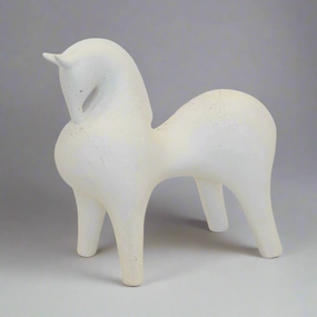 CERAMIC HORSE STATUE WHITE (36CM (H) X 40CM X 20CM decorative home ornament