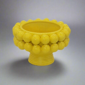 CERAMIC LEMON PEDESTAL BOWL BRIGHT YELLOW decorative home ornament