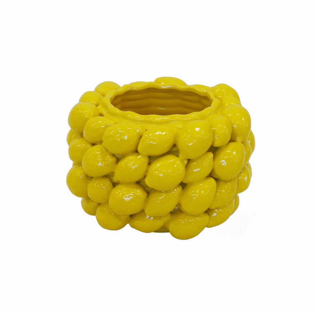 CERAMIC LEMON VASE YELLOW LARGE