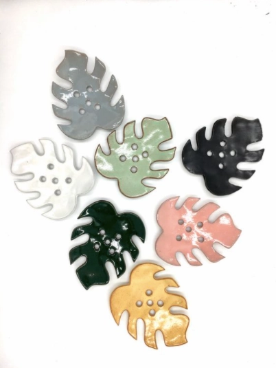 Ceramic Monstera Leaf Soap Dish/Spoon Rest minimalist art object  