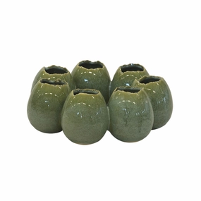 CERAMIC OSTRICH EGG RING VASE GREEN LARGE decorative home ornament