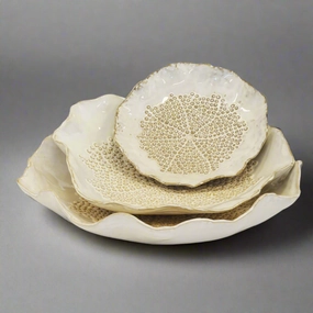Ceramic Petal Plate White Set of 3 decorative home ornament