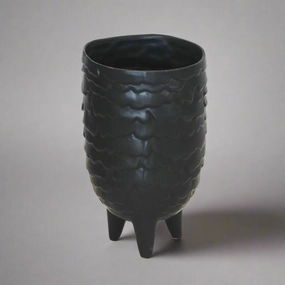 Ceramic scale pot black large decorative home ornament