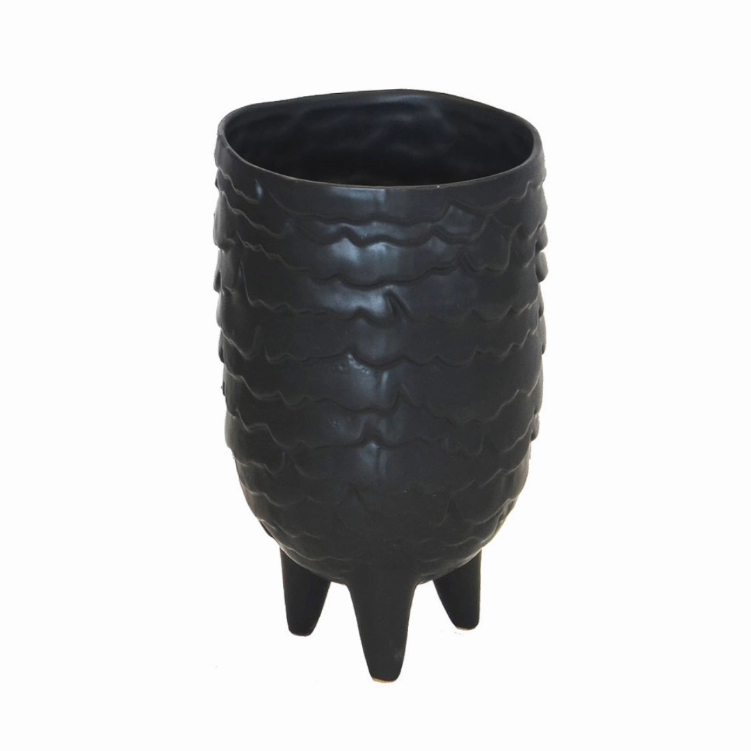 Ceramic scale pot black large