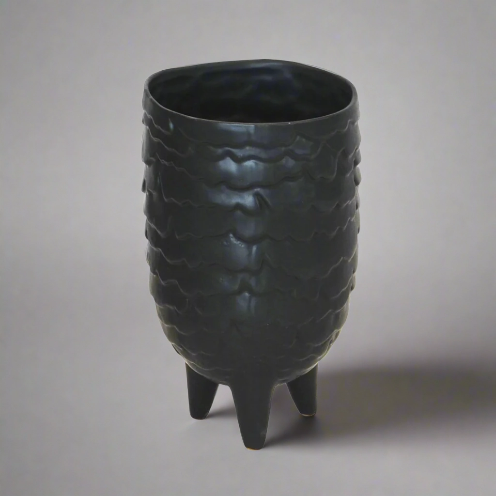Ceramic scale pot black large decorative home ornament