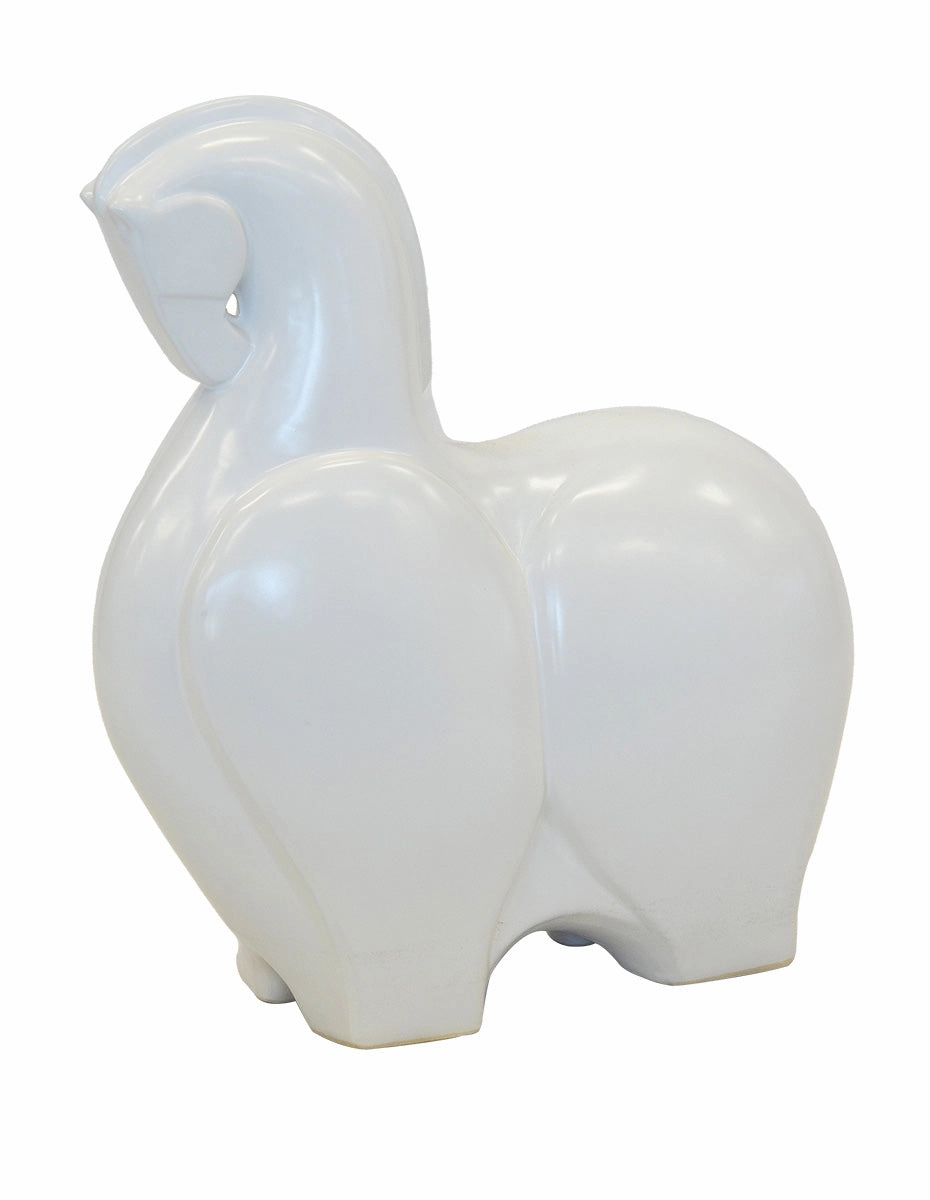 CERAMIC TROJAN HORSE STATUE WHITE (34CM (H) X 30CM X 12CM)